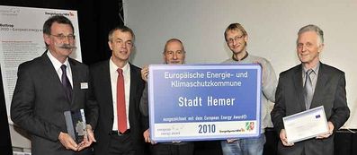 Energie-Team: Vize-Bürgermeister Bernhard Camminadi, Karl-Heinz Knobloch (Energiebeauftragter der Stadt Hemer), Albrecht Buscher und Michael Karolije (beide Planungsamt der Stadt Hemer).