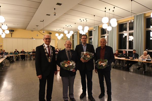 Foto der Ehrennadelträger mit BM Heilmann - Ratssitzung 11.12.2018