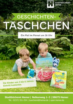 Die Stadtbücherei lädt wieder alle Kinder zwischen 3 und 6 Jahren zu einem neuen Termin vom „Geschichten-Täschchen“ ein