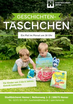 Die Stadtbücherei lädt wieder alle Kinder zwischen 3 und 6 Jahren zu einem neuen Termin vom „Geschichten-Täschchen“ ein