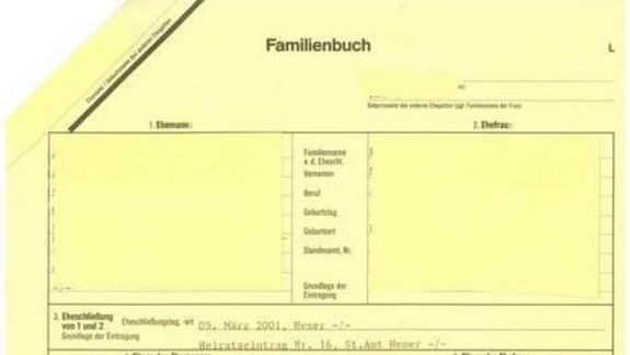 Familienbuch oder Eheregister Ausschnitt