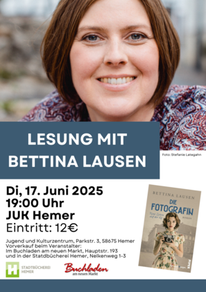 Die aus Menden stammende Autorin Bettina Lausen ist am Dienstag, 17. Juni , zu Gast im JuK am Park, Parkstraße 3. 